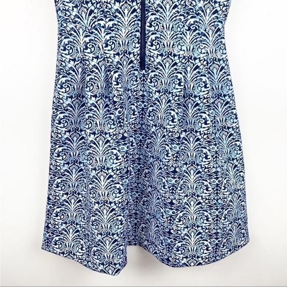 J. McLaughlin Blue Patterned Scuba Zip Front A-Line Active Dress - Picture 5 of 11
